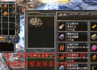 道士在传奇私服中三大组合如何搭配才能发挥最大战力? 道士在传奇私服中三大组合如何搭配才能发挥最大战力?