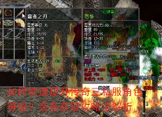如何快速提升传奇三私服角色等级?装备获取攻略全解析 如何快速提升传奇三私服角色等级?装备获取攻略全解析