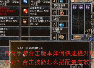 传奇手游合击版本如何快速提升战斗力?合击技能怎么搭配最有效? 传奇手游合击版本如何快速提升战斗力?合击技能怎么搭配最有效?
